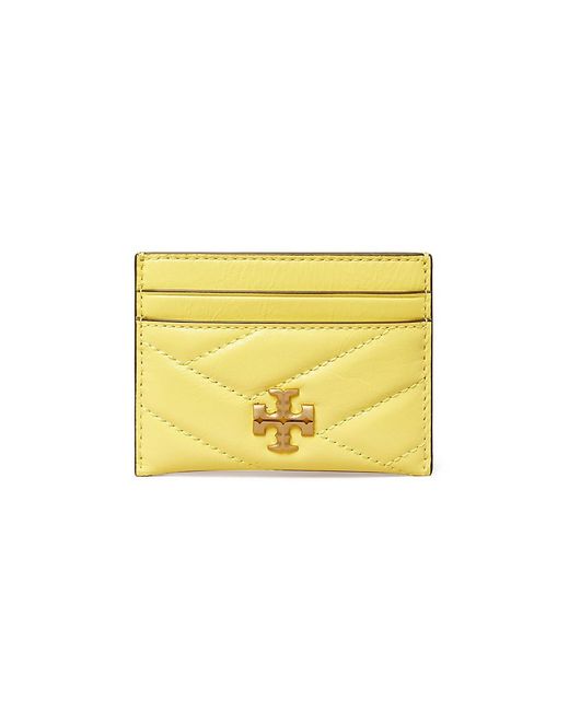 Tory Burch Kira Chevron Quilted Leather Card Case In Vintage Lemon 