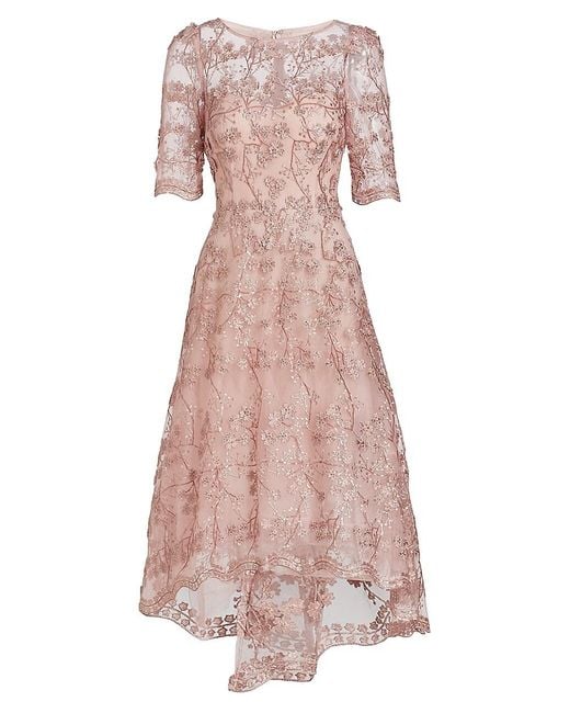 Teri Jon Lace High-low Dress in Blush (Pink) | Lyst