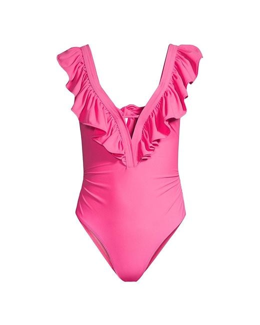 Ramy Brook Nicola Ruffle One-piece Swimsuit in Pink | Lyst