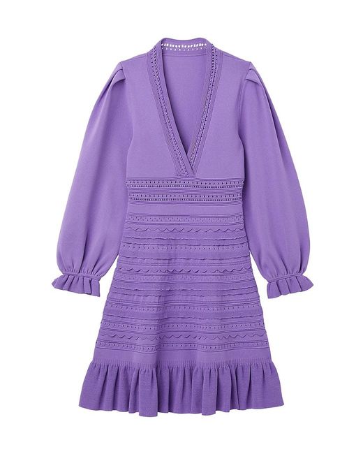 Sandro Short Dress With Ruffles in Purple | Lyst
