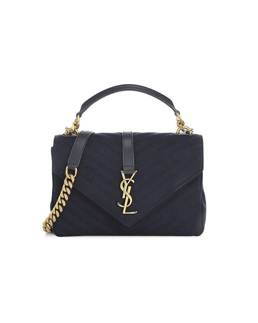 Saint Laurent Medium College Matelassé Leather Shoulder Bag in Blue Lyst