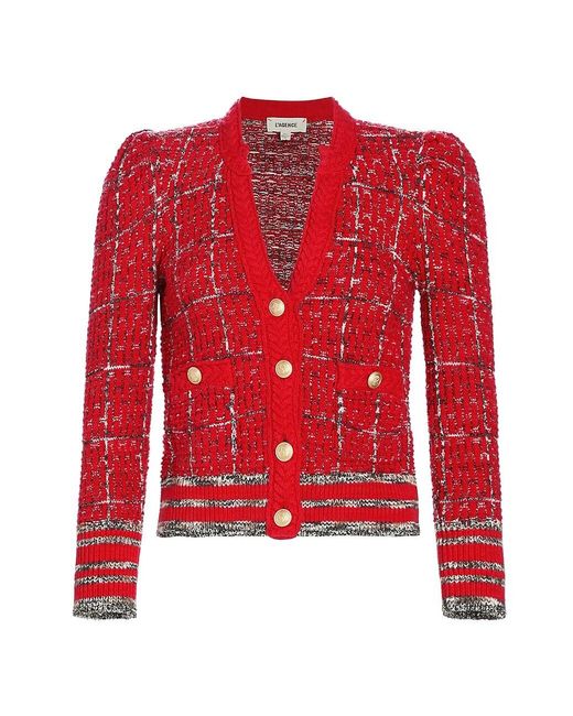 L'Agence Jenni Windowpane Cardigan in Red | Lyst