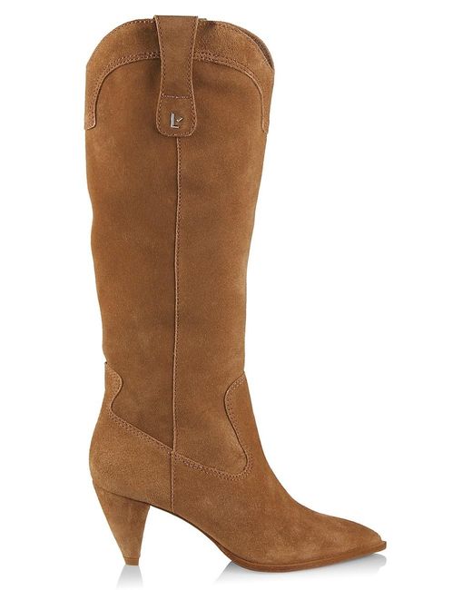 Larroude Louise Suede Tall Boots in Brown Lyst