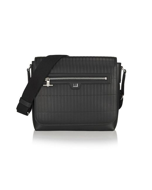 Dunhill Leather Rolla Quilt Small Flap Messenger Bag in Black for Men