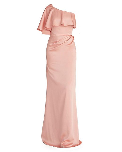 THEIA Carina One-shoulder Cape Gown in Pink | Lyst