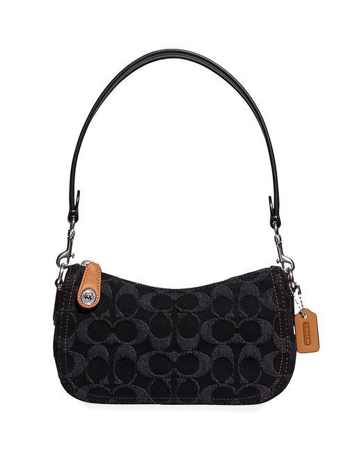 COACH Swinger Monogram Denim Shoulder Bag in Black Lyst