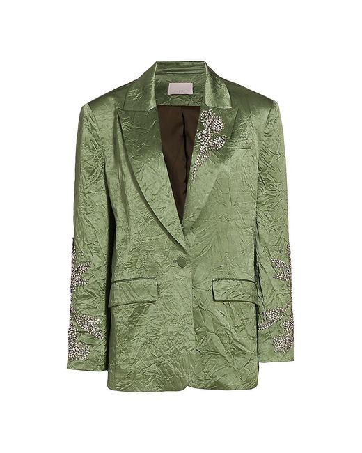 Cinq À Sept Crystal-embellished Satin Blazer in Green | Lyst