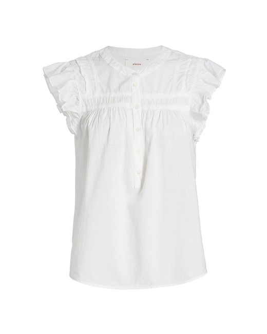 Xirena Cotton Luna Flutter-sleeve Top in White - Lyst