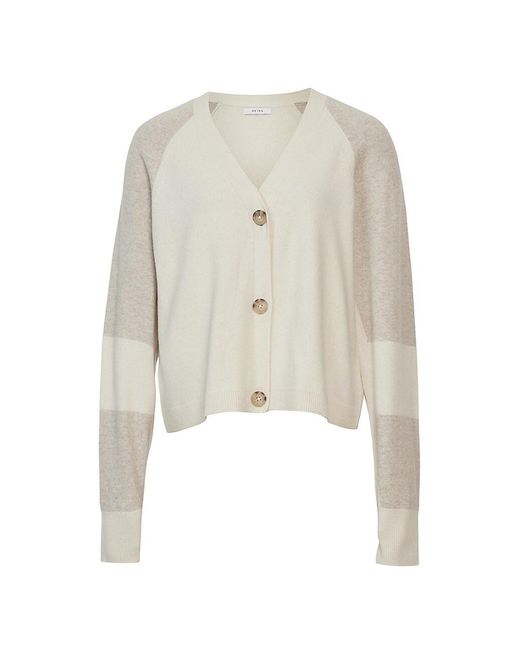 Reiss Polly Colorblocked Wool-blend Cardigan in White | Lyst
