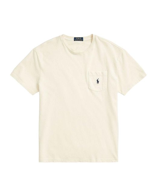 Polo Ralph Lauren Cotton-linen Chest Pocket T-shirt in Antique Cream ...
