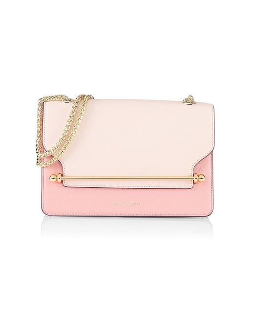 Strathberry East West Colorblocked Leather Shoulder Bag in Soft Pink