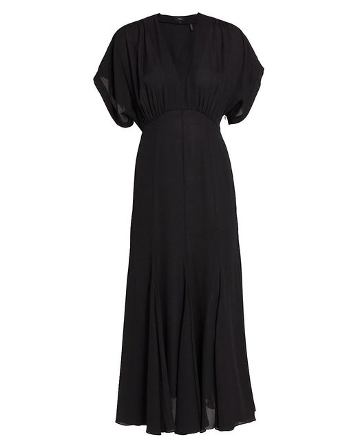 Theory Synthetic V-neck Dolman-sleeve Midi-dress in Black | Lyst