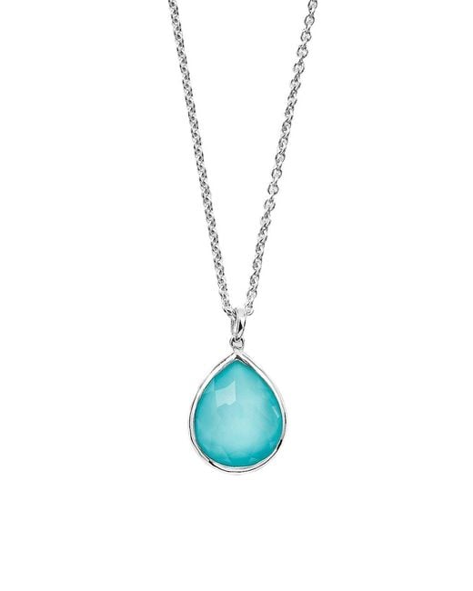 Ippolita Blue 925 Silver Rock Candy Turquoise Mini Teardrop Pendant Necklace