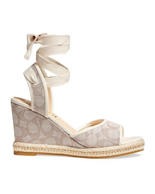 COACH Page Jacquard Wedge Sandals Lyst