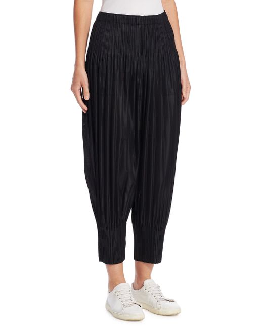 Pleats Please Issey Miyake Fluffy Basics Harem Pants in Black | Lyst