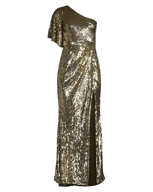 Mac Duggal Synthetic Sequin One-shoulder Gown in Gold (Metallic) - Lyst