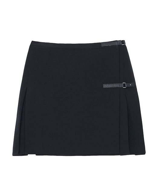 Lafayette 148 New York Wool-silk Crepe Pleated Kilt Skirt in Black | Lyst