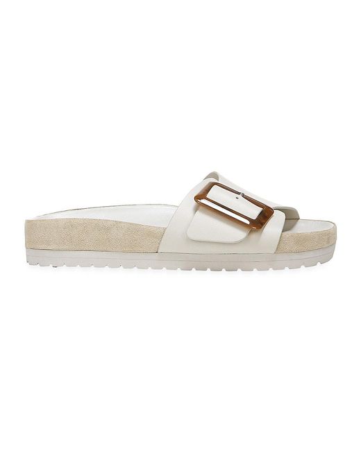 Vince Grant Suede Slides in White | Lyst