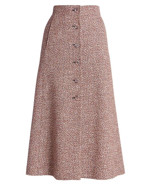 Chloé Button-front Tweed A-line Skirt in Natural | Lyst