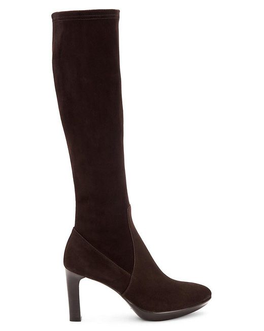 Aquatalia Rhumba Ii Stretch Suede Kneelength Boots in Brown Lyst