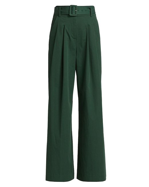 Veronica Beard Cotton Maliyah Pleated-front Straight Pants in Forest ...