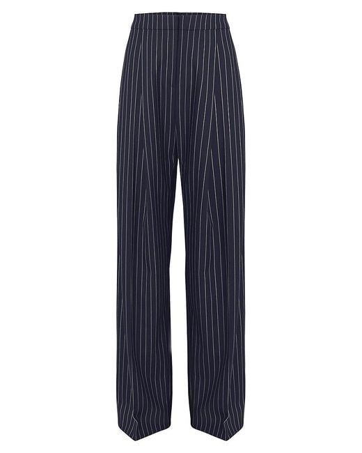 Carolina Herrera Pleated Pinstripe Pants in Blue | Lyst