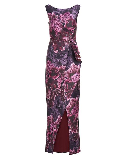 Kay Unger Renzo Floral Column Gown in Purple | Lyst
