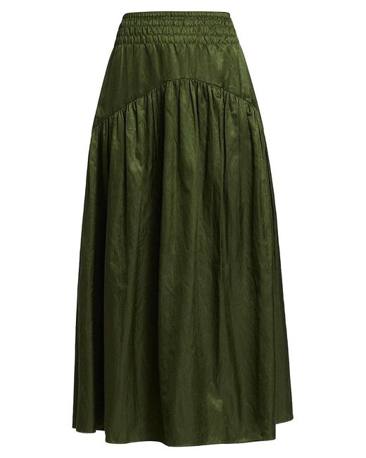 Vince Smocked Tiered Maxi Skirt in Green | Lyst