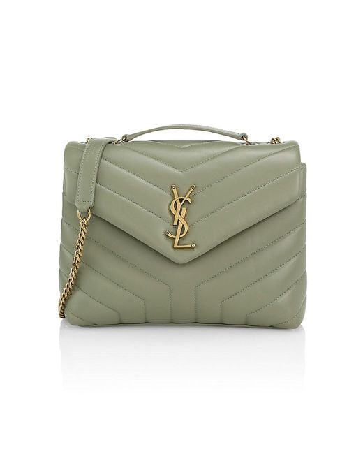 Saint Laurent Small Loulou Matelassé Leather Shoulder Bag in Light Sage