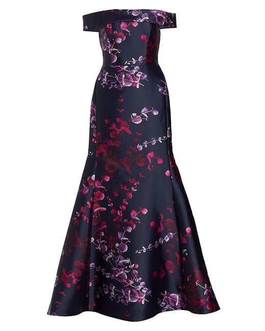 Amsale Mikado Off-the-shoulder Mermaid Gown in Blue | Lyst