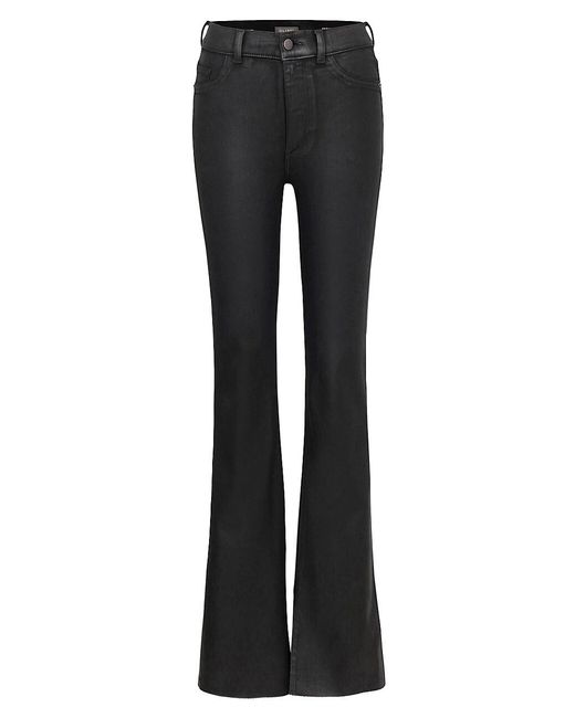 DL1961 Denim Bridget High-rise Coated Flare Jeans in Black | Lyst