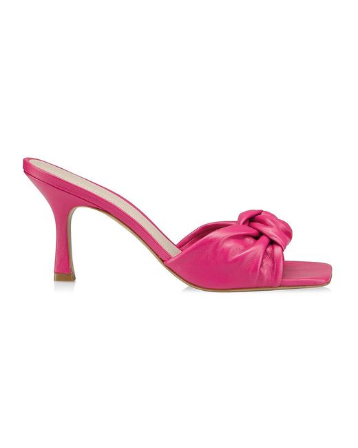 Saks Fifth Avenue Knotted Leather Slide Sandals in Fuchsia (Pink) | Lyst