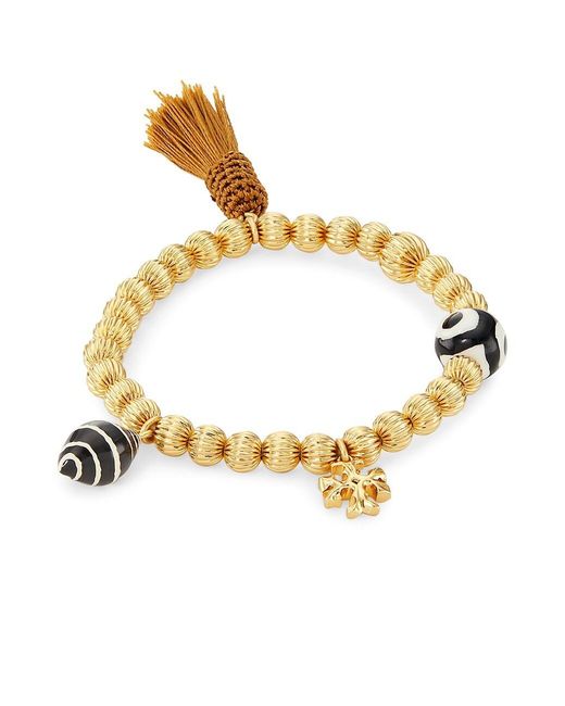 Tory Burch Roxanne 18kgoldplated, Shell, & Silk Beaded Bracelet in