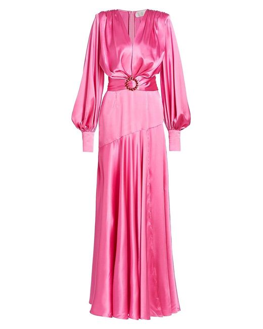 Bronx and Banco Carmen Satin Embellished Belt Gown in Pink | Lyst