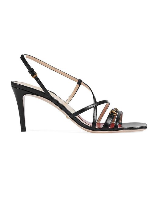 Gucci Leather Victoria Classic Strappy Horsebit Sandals in Nero ...