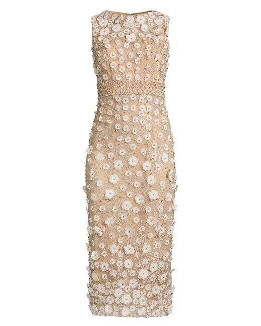 Mac Duggal Synthetic Floral Beaded Sheath Dress in Ivory Beige (Natural ...
