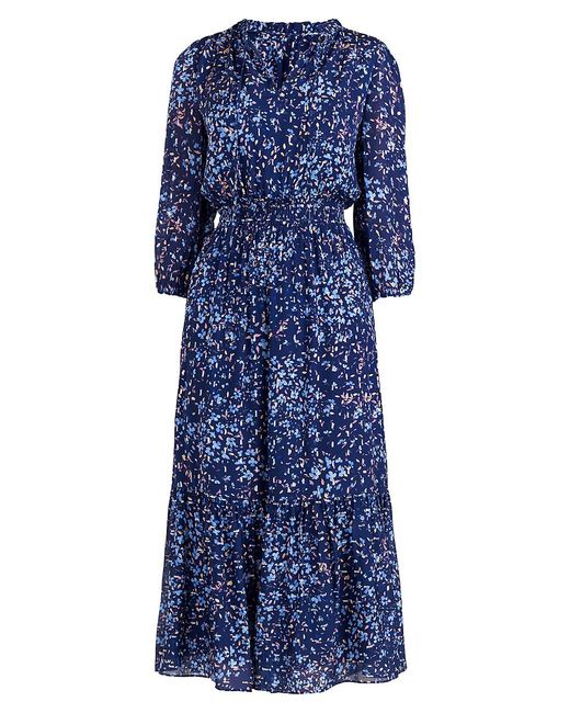 Shoshanna Jaxon Floral Tiered Midi-dress in Blue | Lyst