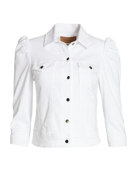 retroféte Ada Puffsleeve Denim Jacket in White Lyst