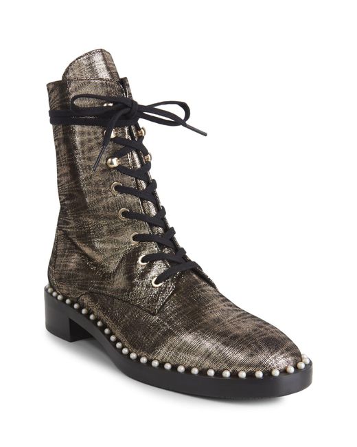 haskell embellished glitter and leather combat boot