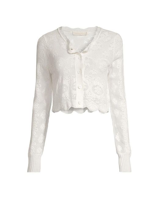 LoveShackFancy Synthetic Muriel Crochet Crop Cardigan in White | Lyst