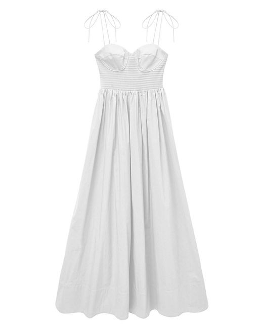 STAUD Landry Shoulder-tie Smocked Maxi Dress in White | Lyst