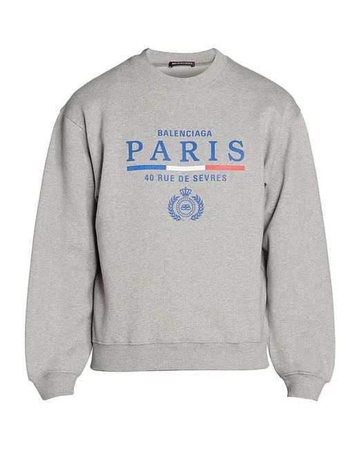 Balenciaga Paris Flag Logo Sweatshirt in Gray for Men | Lyst