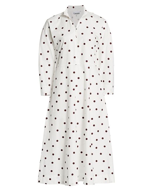 white polka dot dress long sleeve