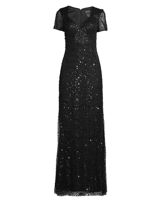 Basix Black Label Beaded & Sequined Gown in Black | Lyst