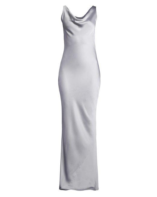 Norma Kamali Maria Satin Cowl Neck Gown in White | Lyst