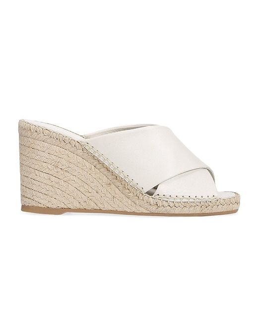 Vince Gaelan Leather Espadrille Wedge Sandals in White | Lyst
