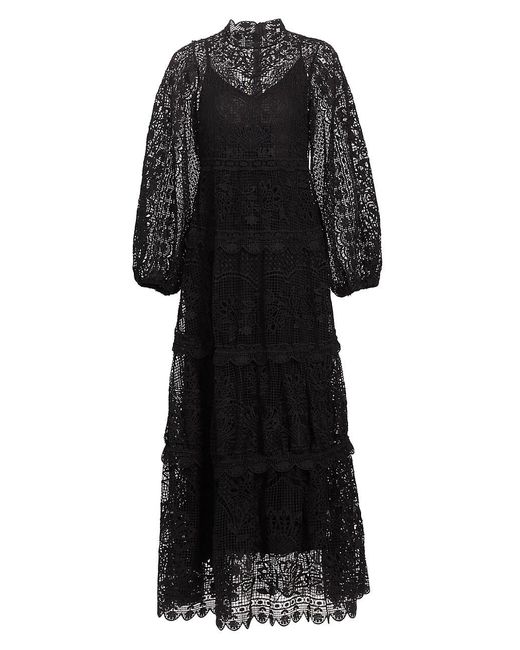 FARM Rio Guipure Lace Maxi Dress in Black | Lyst