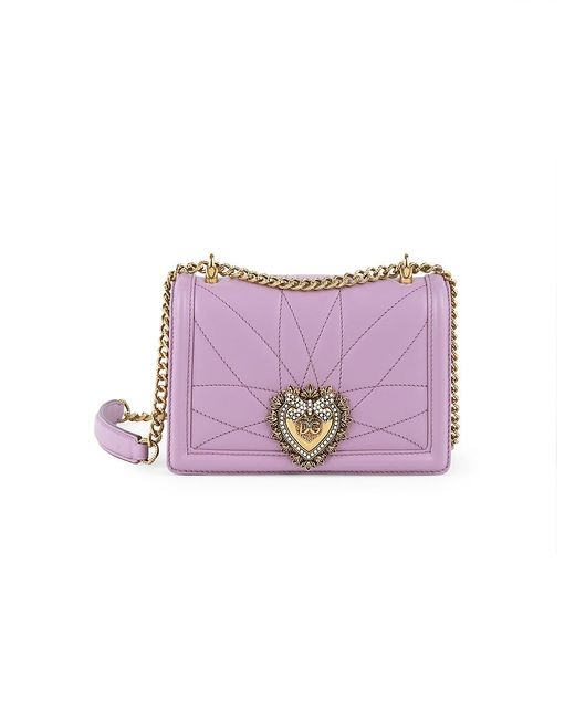 Dolce & Gabbana Mini Devotion Quilted Leather Shoulder Bag in Pink | Lyst