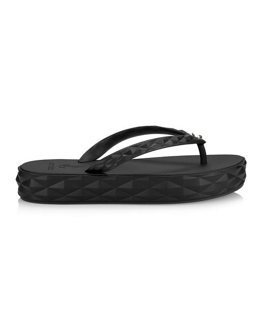 Jimmy Choo Rubber Diamond Flip-flops in Black | Lyst