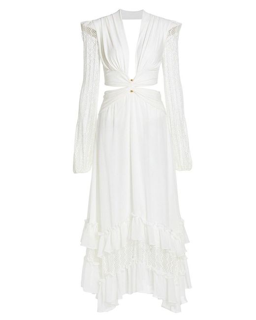 PATBO Lace-sleeve Maxi Dress in White | Lyst